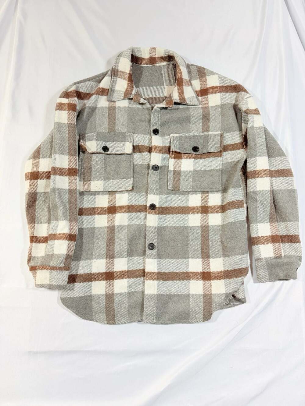 Beaully Women's Plaid Flannel Button Down Shacket Jacket